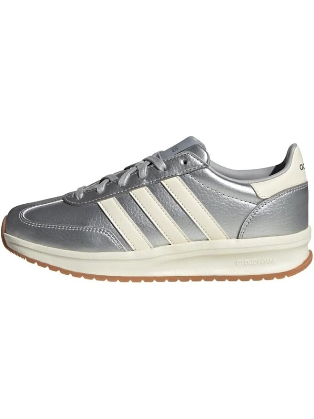 Women Metallic Off White Rubber Run 70s Laceup Closure Breathable Athletic Shoes